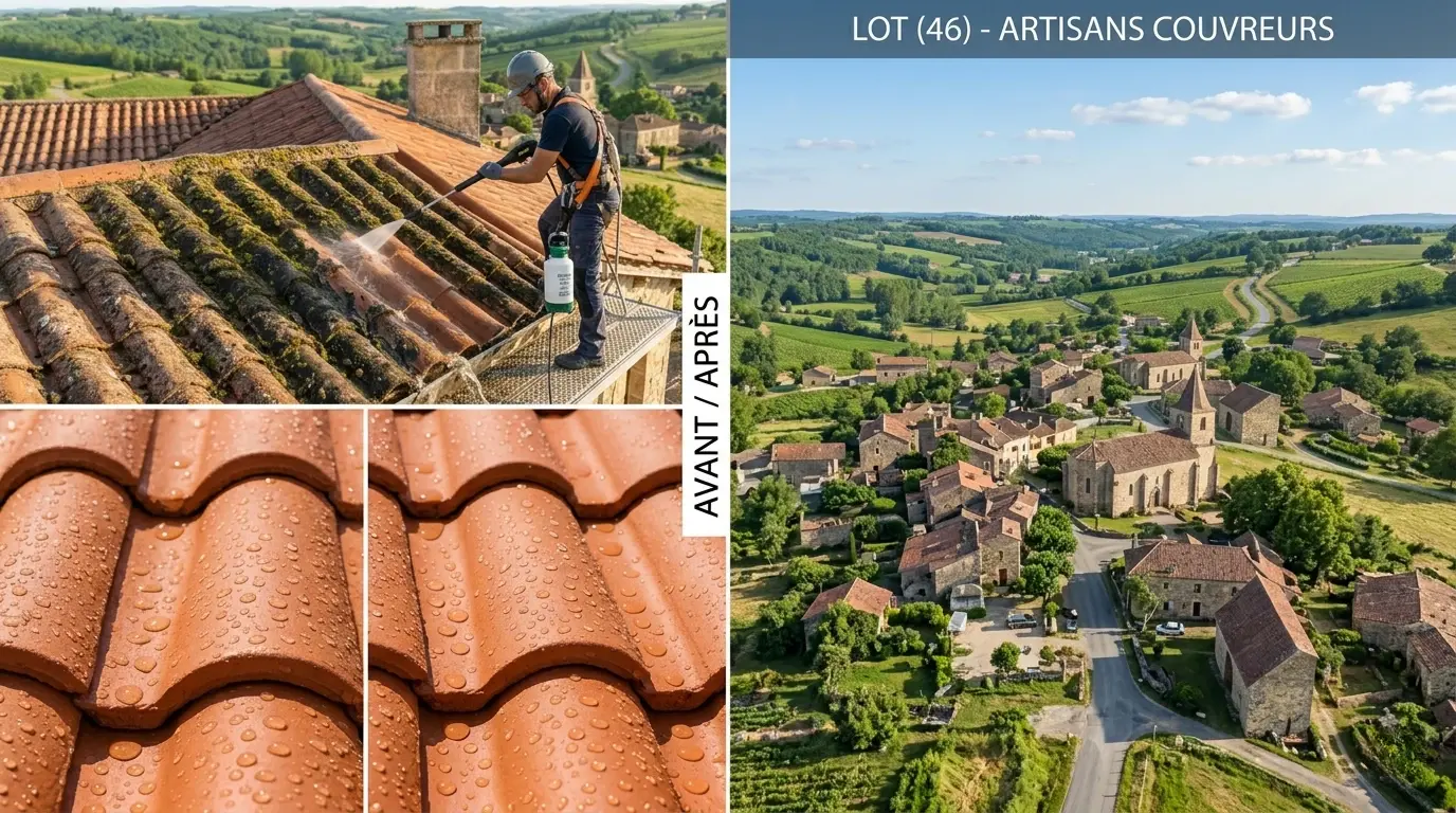 Vue sur les toitures du Lot